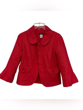 J. Crew Red Linen Tulip Cropped Blazer - Size 4
